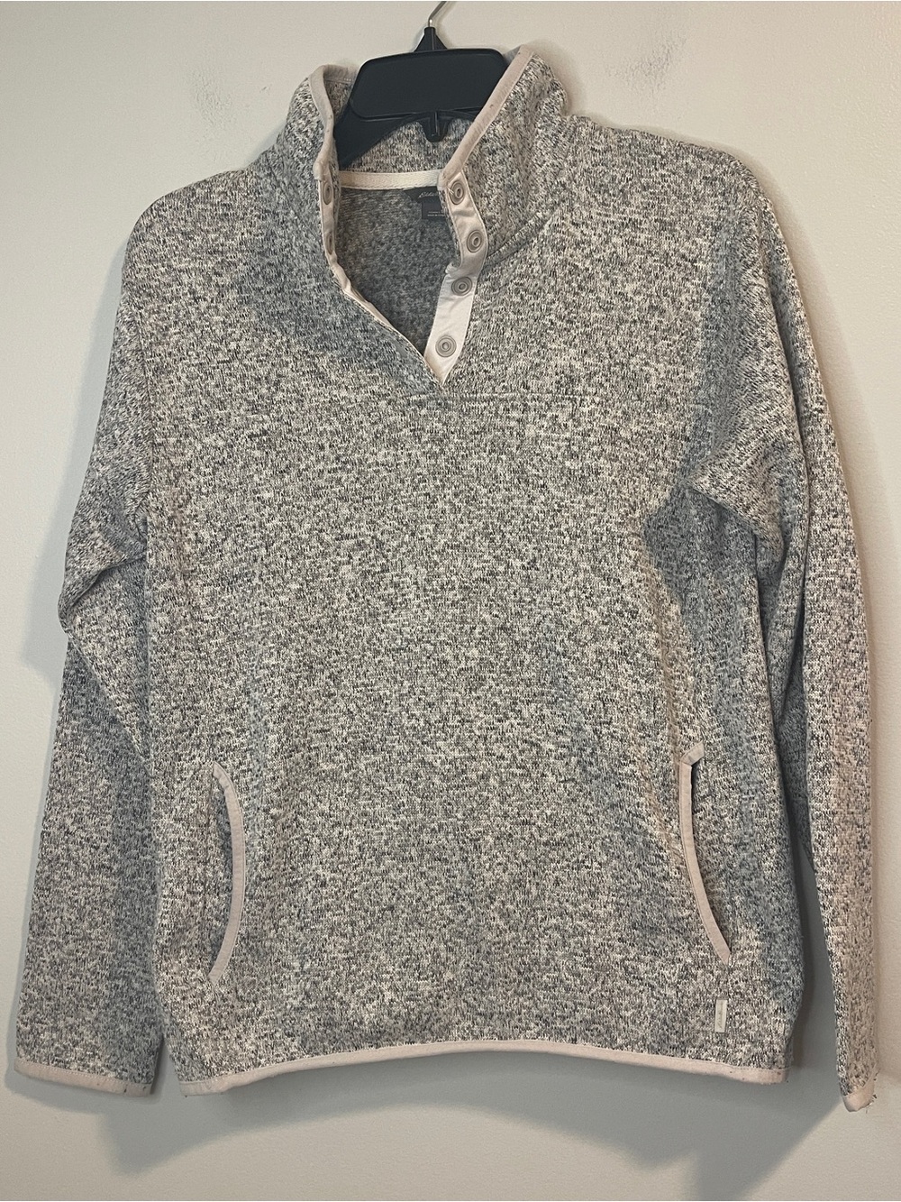Eddie Bauer Sweatshirt Womens Gray 1/4 Snap Pullover Better Sweater S